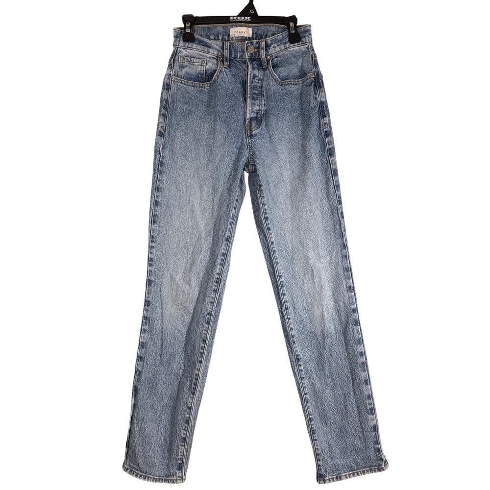 PacSun High Rise Straight Leg Light Wash Blue Denim Jeans Size 24 Button Fly